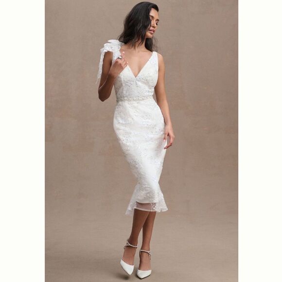 Anthropologie Mac Duggal Natalie V-Neck Beaded Embroidered Sleeveless/ size 14 - Picture 1 of 10